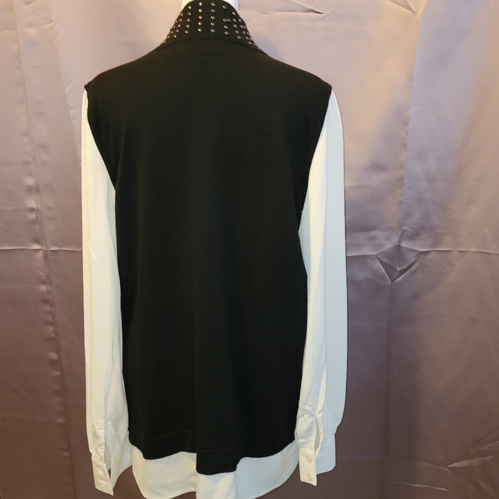 Winter Sale Karl Lagerfeld Paris Layered Look Black Sweater. Size S - Picture 2 of 4